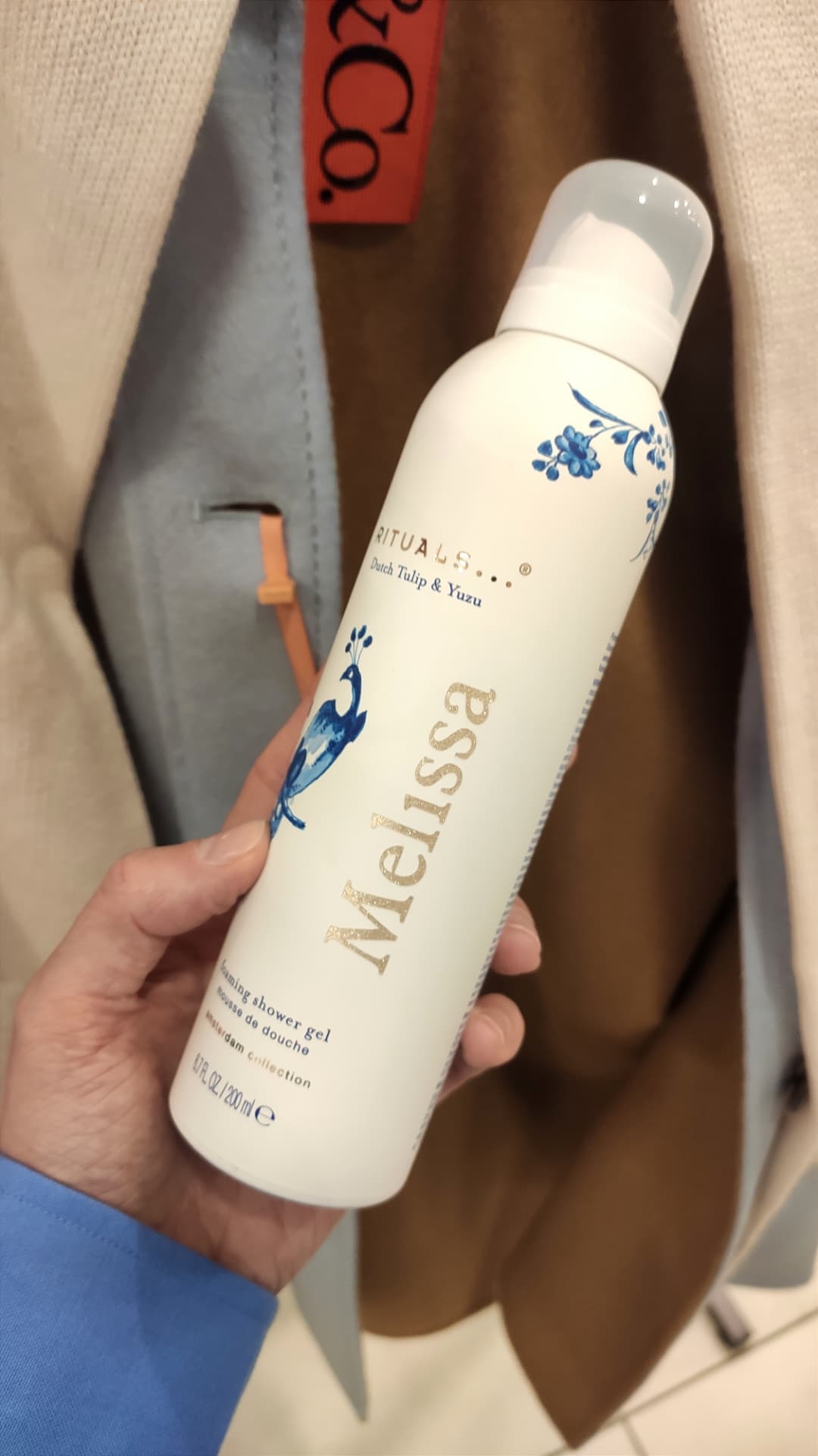 Rituals shower gel bottle printed with the name Melissa