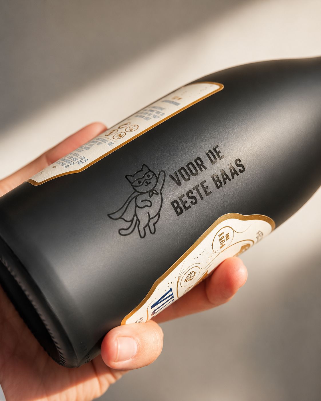 Personalised bottle wrapped as a gift